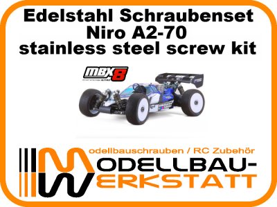 XXL Schrauben-Set für Mugen MBX8 / MBX8 World Edition Edelstahl A2-70