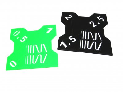 RC Sturzlehre 1:10 schwarz-grün 2 Platten 0°/0,5°/1° und 1,5°/2°/2,5° Quick Camber Gauge